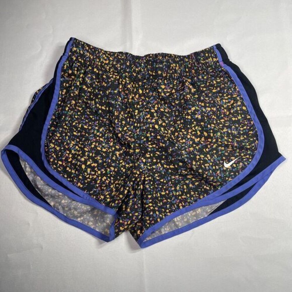 Nike Dri-Fit Running Athletic Women's Blue Yellow Mosaic‎ Shorts Size S